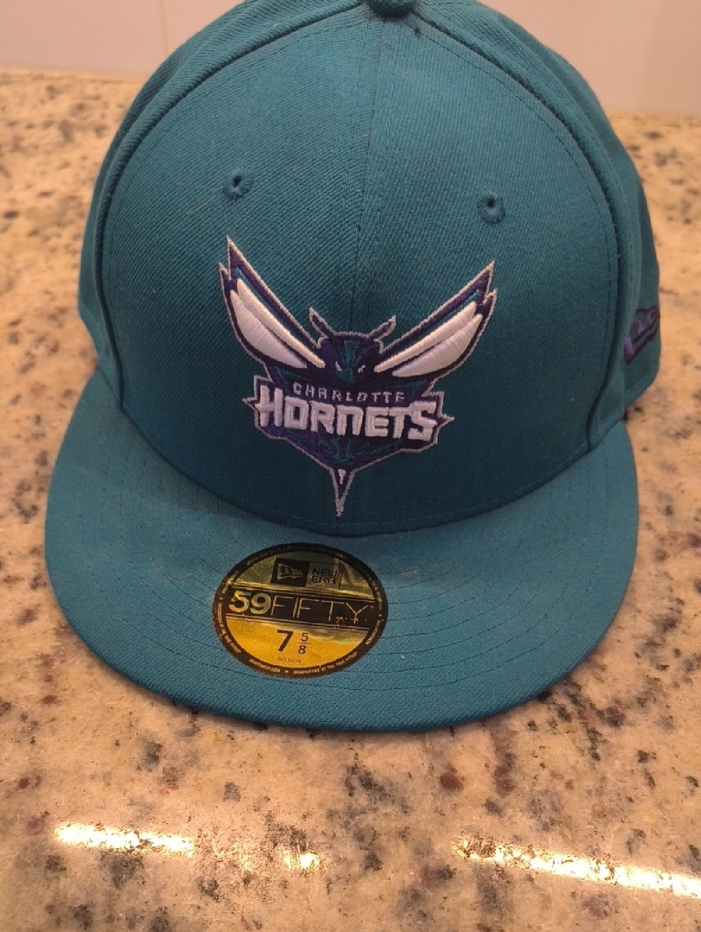 New Era Charlotte Hornets Teal Fitted Hat with Purple and White Logo 7 5/8